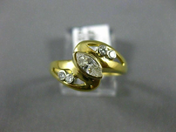 Antique Wide .33Ct Diamond 14Kt Yellow Gold 3D Pr… - image 2