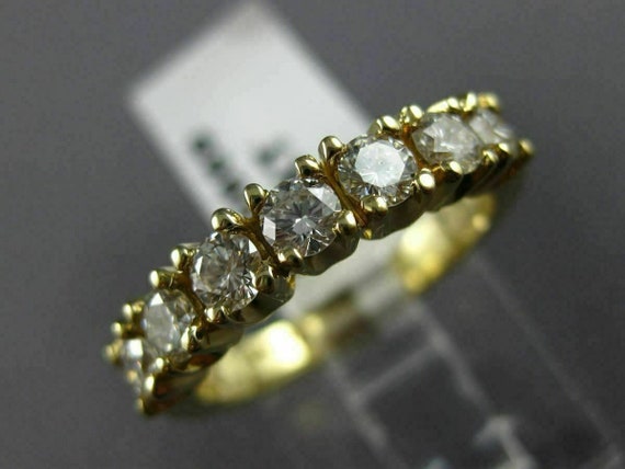 Estate 1.20Ct Diamond 14Kt Yellow Gold 7 Stone Cl… - image 4