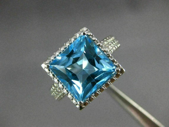 Estate Large 8.0Ct Aaa Blue Topaz 14Kt White Gold… - image 7