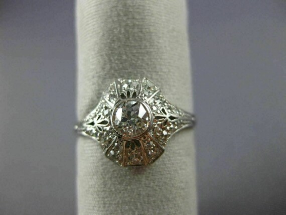 Antique .76Ct Old Mine Diamond Platinum Gold 3D F… - image 8