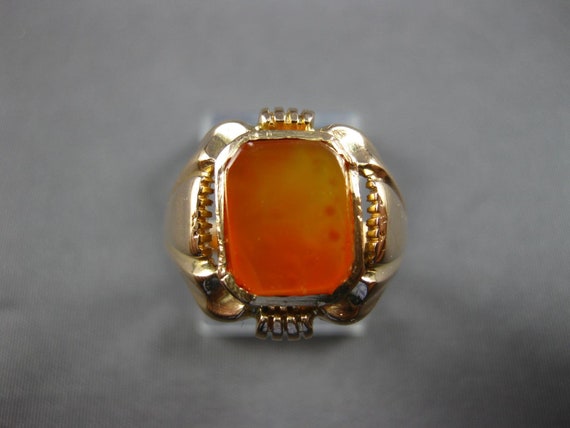 Antique Wide Aaa Orange Chalcedony 14Kt Rose Gold… - image 2