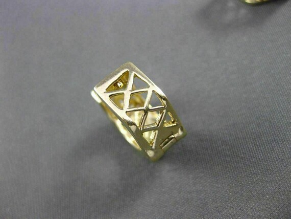 Estate 14Kt Two Tone Gold Hexagon Etoile Double S… - image 6