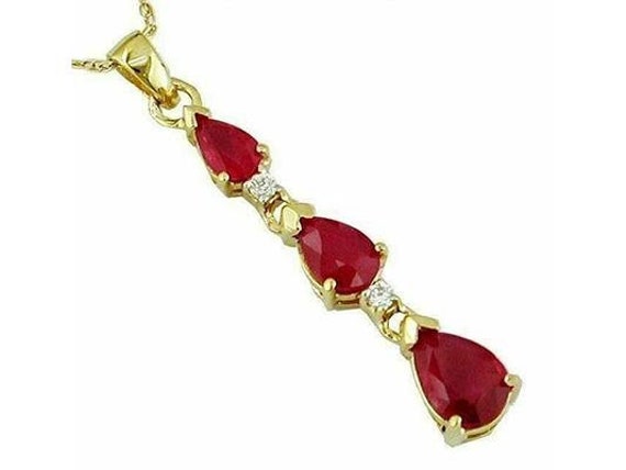 Estate 1.34Ct Diamond and AAA Ruby 14Kt Yellow Go… - image 1