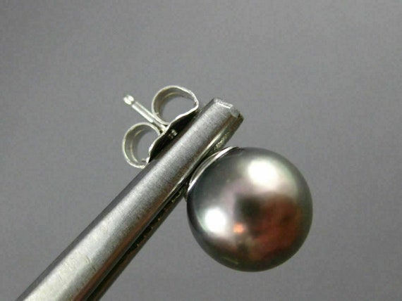 Estate Aaa Grey Tahitian Pearl 14Kt White Gold Cl… - image 9