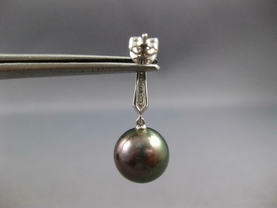 Estate .15ct Diamond & Aaa Tahitian Pearl 14k Whi… - image 7