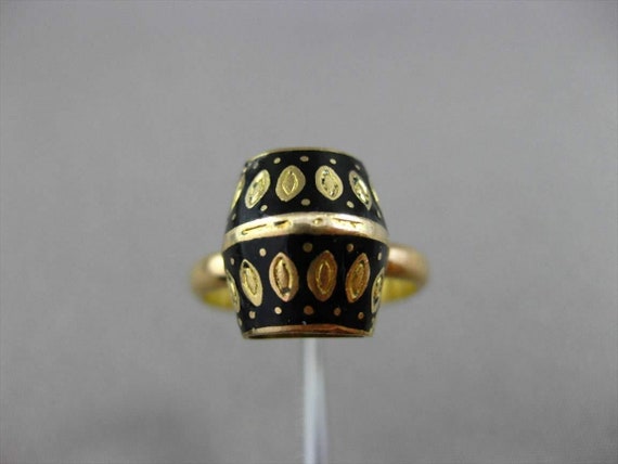 Antique 22Kt Yellow Gold Handcrafted Black Enamel… - image 9