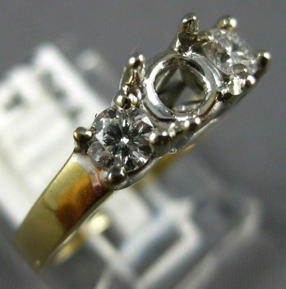 Estate .31Ct Diamond 14Kt 2 Tone Gold 3 Stone Semi