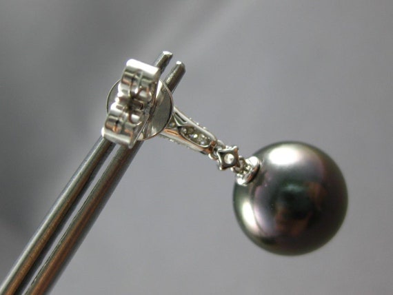 Estate .37ct Diamond & Aaa Tahitian Pearl 18kt Wh… - image 4