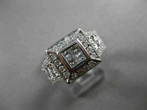 Estate Large .80ct Diamond 18kt White Gold Invisi… - image 9