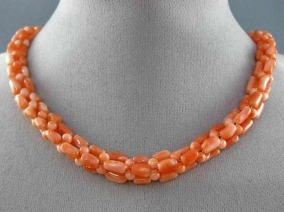 Antique Long 925 Silver Gold Plated Coral Handcra… - image 1