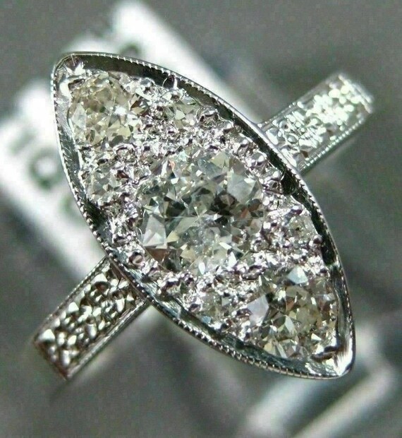 Estate Antique Wide .54ct Old Mine Diamond Platin… - image 1