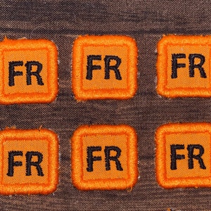 7 FR Patches Replacement Tags Fire Resistant Retardant FRC Orange Black  Iron On