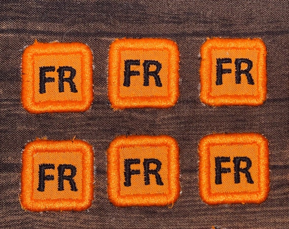 PKG of 6 or 12 FR Patch Replacement Fire Resistant Retardant FRC Orange 1  Inch Iron on Patch 