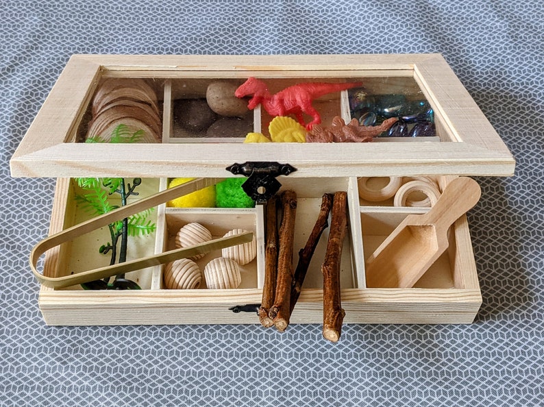 Loose Parts Small World Imaginative Play Open-ended Tinker Tray Playdough Sensory Bin Kids Gift Learning Dinosaurs Sensory Activity Set