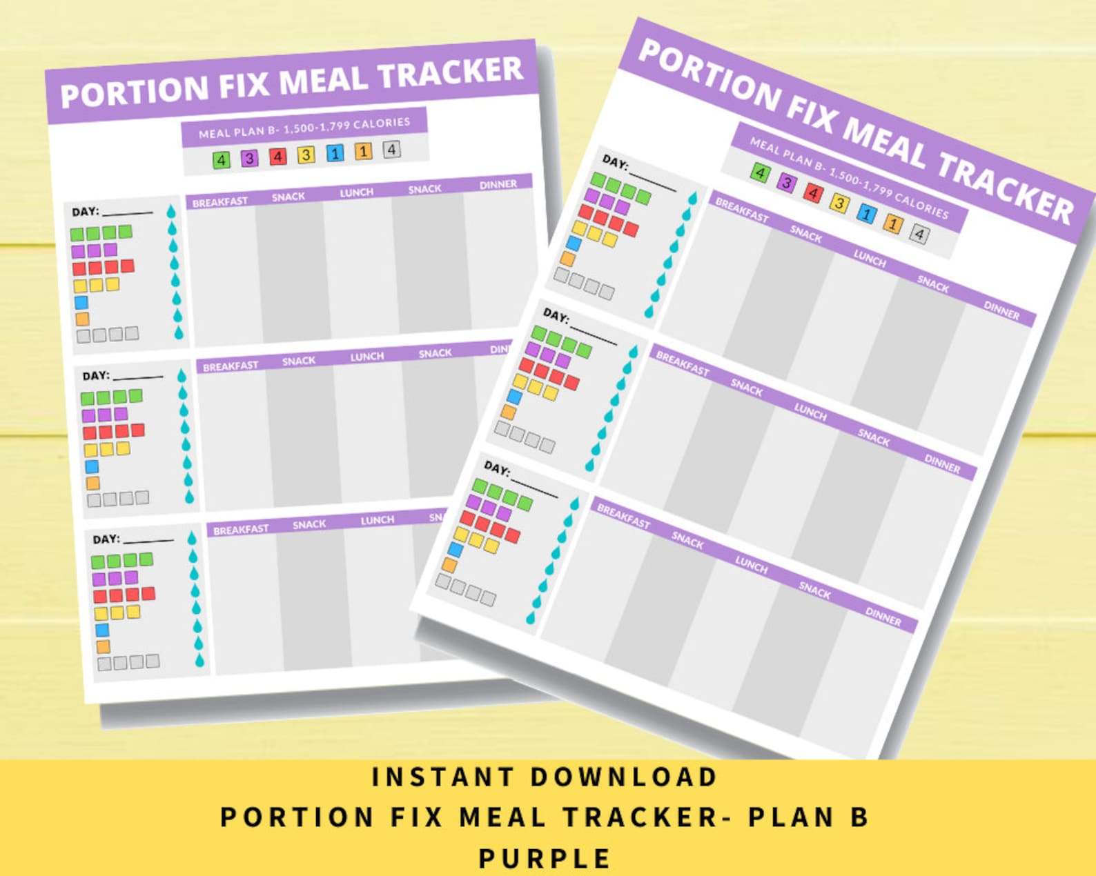 Portion Fix Meal Tracker Plan B Etsy