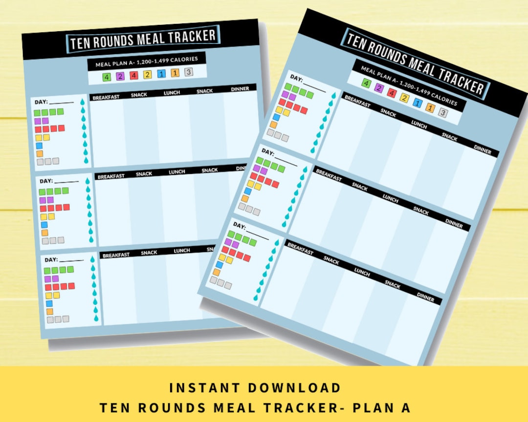 Ten Rounds Meal Tracker Plan A Portion Control - Etsy