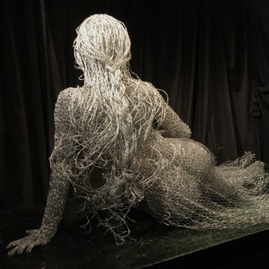 HOPE, Full Sized, Female, with Dove, Wire Sculpture, Exterior, Chicken Wire, Painted