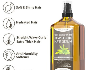 Natural Hair Serum- For Anti Frizzy, Dry Damaged Hair -With Hemp Seed & Tea Tree