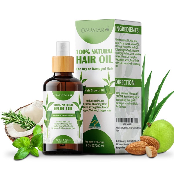 Rosemary Hair Growth Oil - 100% Natural With Rosemary Oil- For Dry Damaged Hair -For Women Men Children (100 & 200ml)