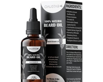 Beard Growth Oil - 100% Natural-For Thicker, Shine, Bold Beard & Mustache (30ml)