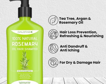 Rosemary Hair Shampoo-100% Natural-Reduce Dandruff, Hair Loss-For Frizzy, Dry, Damaged Hair-Scalp Treatments.