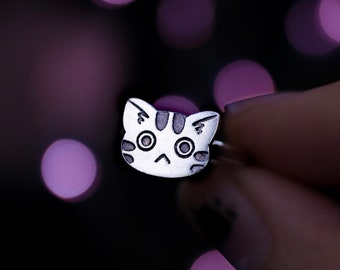 Kawaii Cat Ring, Cute Cat Jewellery, Animal Rings, Made to Order Jewelery