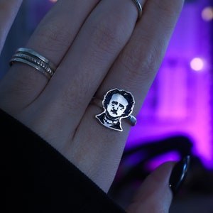 Edgar Allan Poe Ring, Sterling Silver, Made to Order