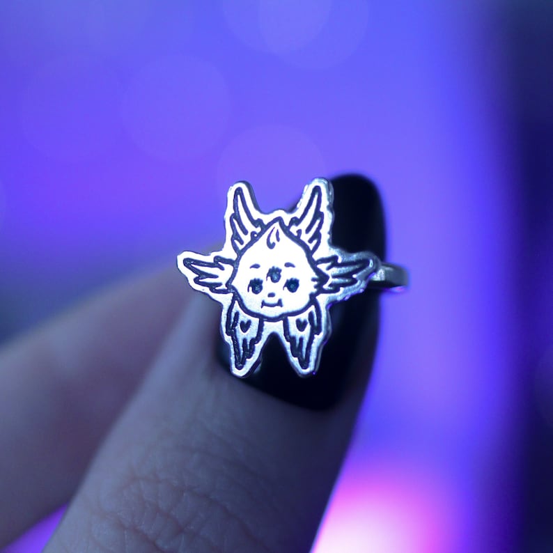 Biblically Accurate Angel Kewpie Ring in Sterling Silver, Made to Order ...