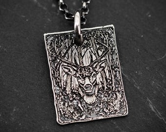 Silver Personalized Handmade Deer Necklace, Everyday Layering Deer Pendant, Wildlife Animal Jewelry