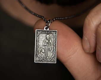 Sterling Silver 925 Jesus The Shephard Necklace, Religious Spiritual Meaningful Religious Jewelry, Christian Faith Pendant