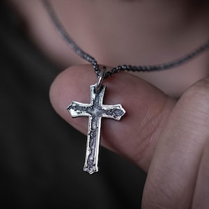 Sterling Silver Cross Necklace for Men – Personalized Handmade Christian Pendant, Strength Symbol, Religious Gift for Him