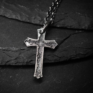 Men’s Silver Cross Necklace –  Personalized Handmade Christian Jewelry, Faith Symbol Pendant, Religious Gift for Husband or Boyfriend
