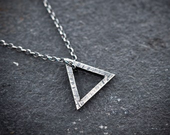 Triangle Minimalist mens necklace, Protection amulet, Handmade Silver Hippie jewelry, Unique Gift for women, Boyfriend gift, boyfriend gifts