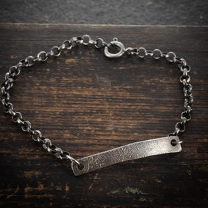 Rustic Silver Bar Bracelet for men, Handmade  sterling silver jewelry, Boho mens bracelet, oxidized silver bracelet