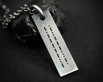 Personalized Morse Code custom silver necklace, engraved Jewelry, Mens necklace, gift for him, gift for men, engraved necklace