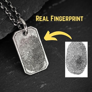 Personalized Sterling Silver Fingerprint Pendant – Custom Engraved Necklace – Unique Memory Gift for Men & Women