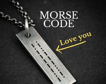 Morse Code personalized custom silver necklace, engraved Jewelry, Mens necklace, gift for him, gift for men, unique christmas gifts
