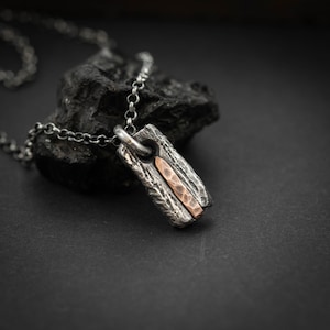 Mens Silver And copper necklace, Mens gift,  Handmade jewelry, Stress relief Protection necklace, Gift for him, Boyfriend gift, Husbant gift