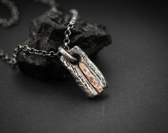 Mens Silver and Copper Necklace, Mens Gift, Handmade Jewelry