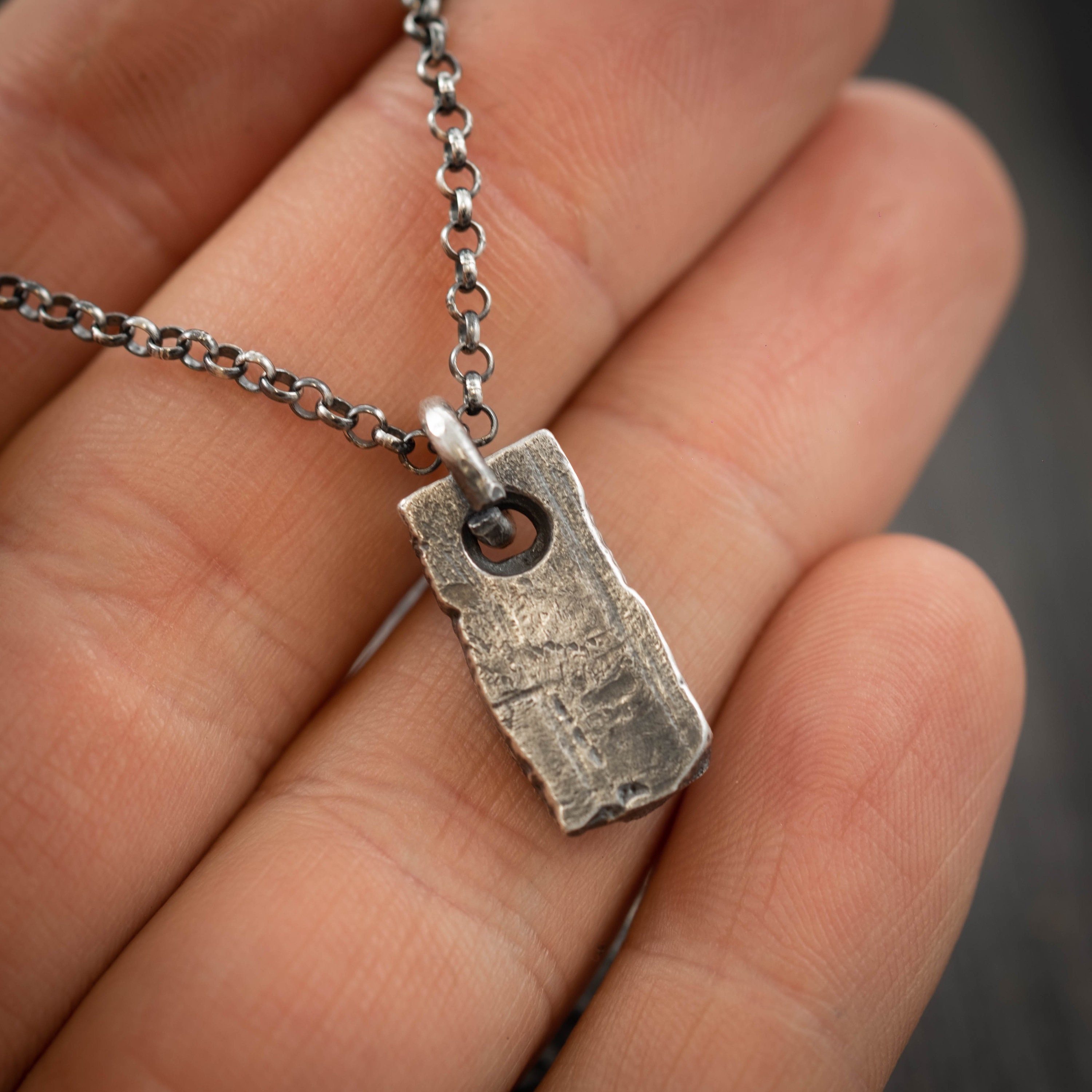 Rustic Mens Silver protection pendant necklace Unique Mens Etsy