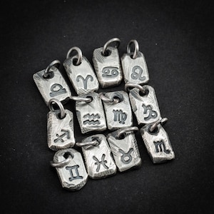 Srebrny rustykalny naszyjnik astrologiczny ze znakiem zodiaku, męski naszyjnik z wisiorkiem horoskopowym, spersonalizowana biżuteria, ręcznie robiony, wyjątkowy srebrny gwiazdozbiór