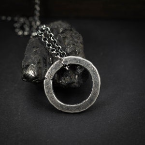 Circle Silver Minimalist Boho Mens Necklace, Protection Amulet ...