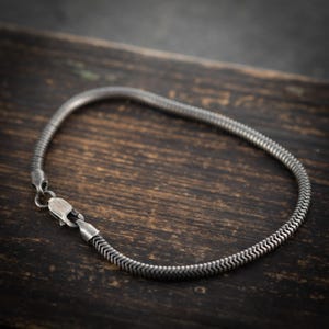 Minimalist Oxidized Mens silver  Snake chain  bracelet, Boyfriend gift ,Handmade  sterling silver jewelry, mens bracelet gift for husband