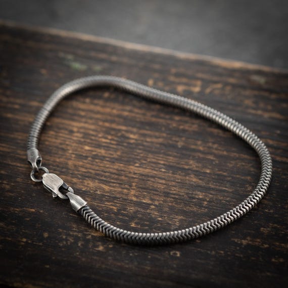 Oxidized Sterling Silver Snake Chain Bracelets Oxidized Sterling Silver Snake Chain Bracelets