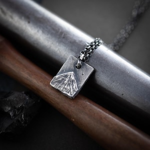 Mountain Silver Necklace, Wanderlust Hiking Adventure necklace, Travel Gifts, Mens pendant necklace, Handmade Nature jewelry