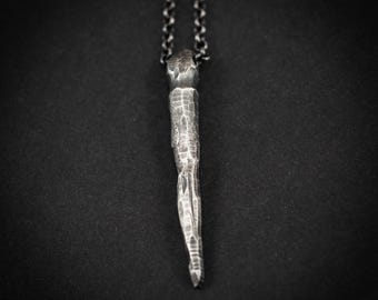 Rustic Spike Necklace, Oxidized Men's Jewelry, Brutalist Gothic Pendant, Abstract Men's Necklace