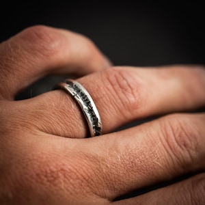 Handmade rustic silver ring for men, Sterling silver oxidized brutalist ring, textured silver ring, mens gift, mens wedding image 9