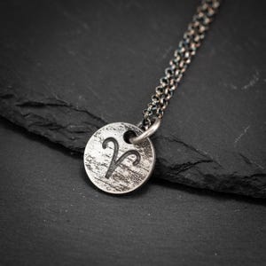 Aries Zodiac sign silver rustic astrology pendant necklace, horoscope necklace, personalized jewelry, handmade constellation jewelry