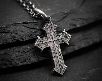 Collar con cruz de plata esterlina para hombre, colgante espiritual minimalista, joyería religiosa personalizada.
