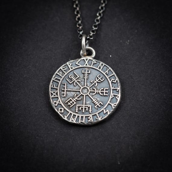 Moneta Vichinga Vegvisir Bussola Norrena, Ottone Antico 40mm, Custodia Acrilica, Regalo